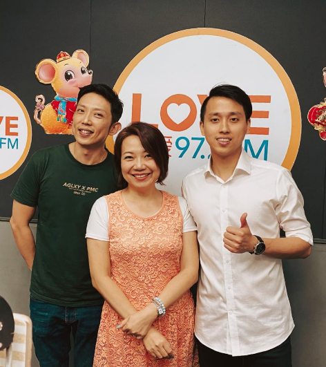 LOVE 97.2 — An in-studio photograph from our radio appearance.