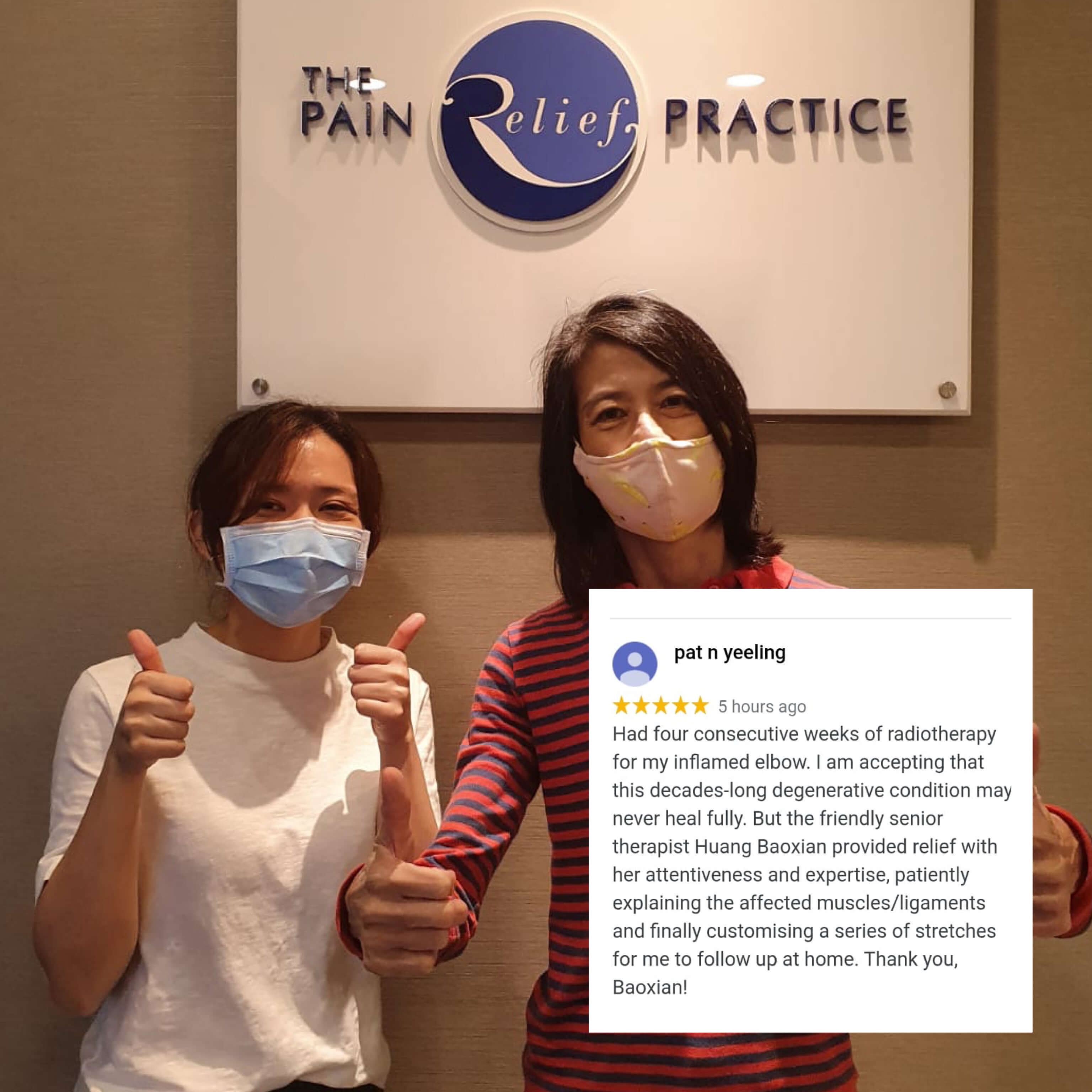 Patient photograph with the original Pat n Yeeling review