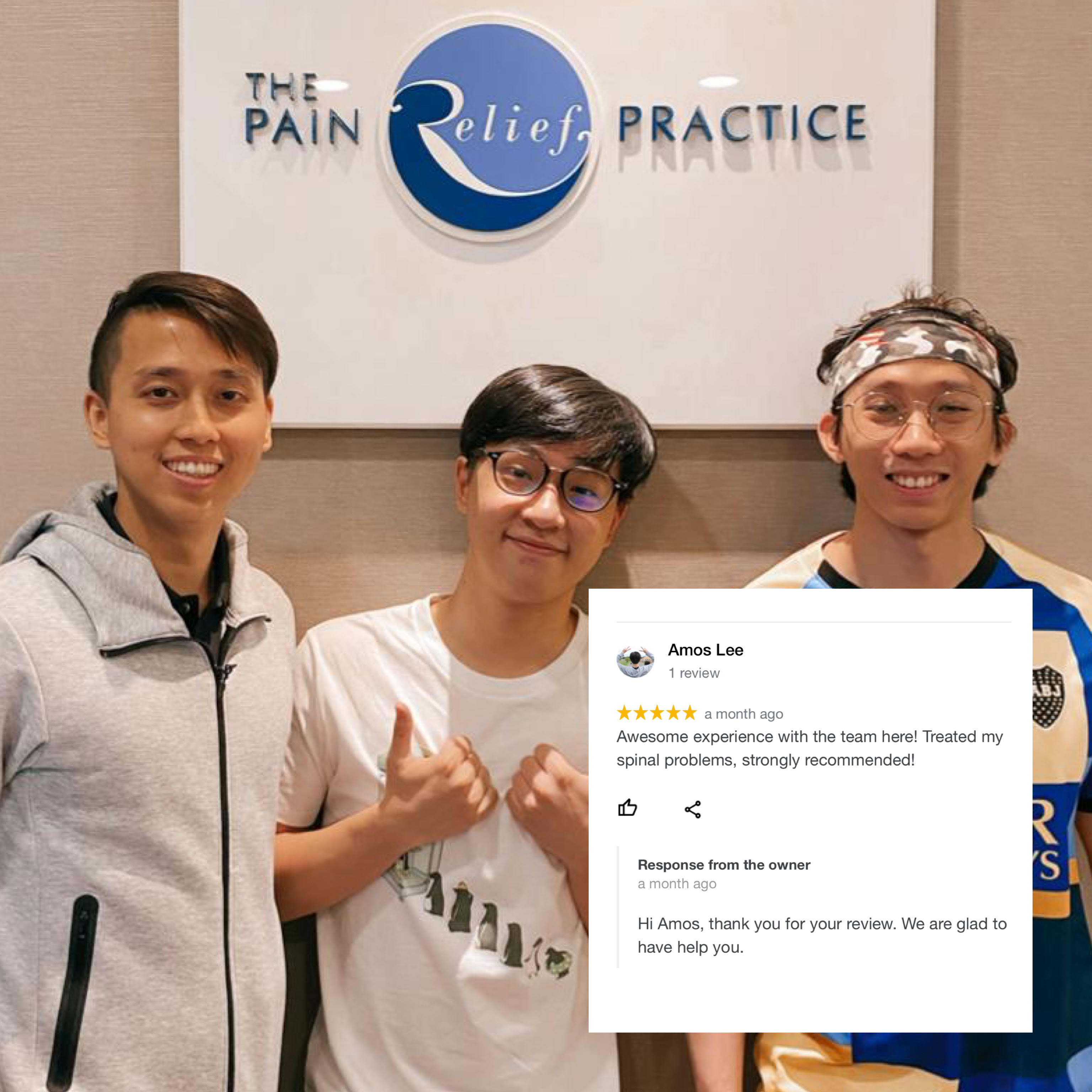 Patient photograph with the original Amos Lee review