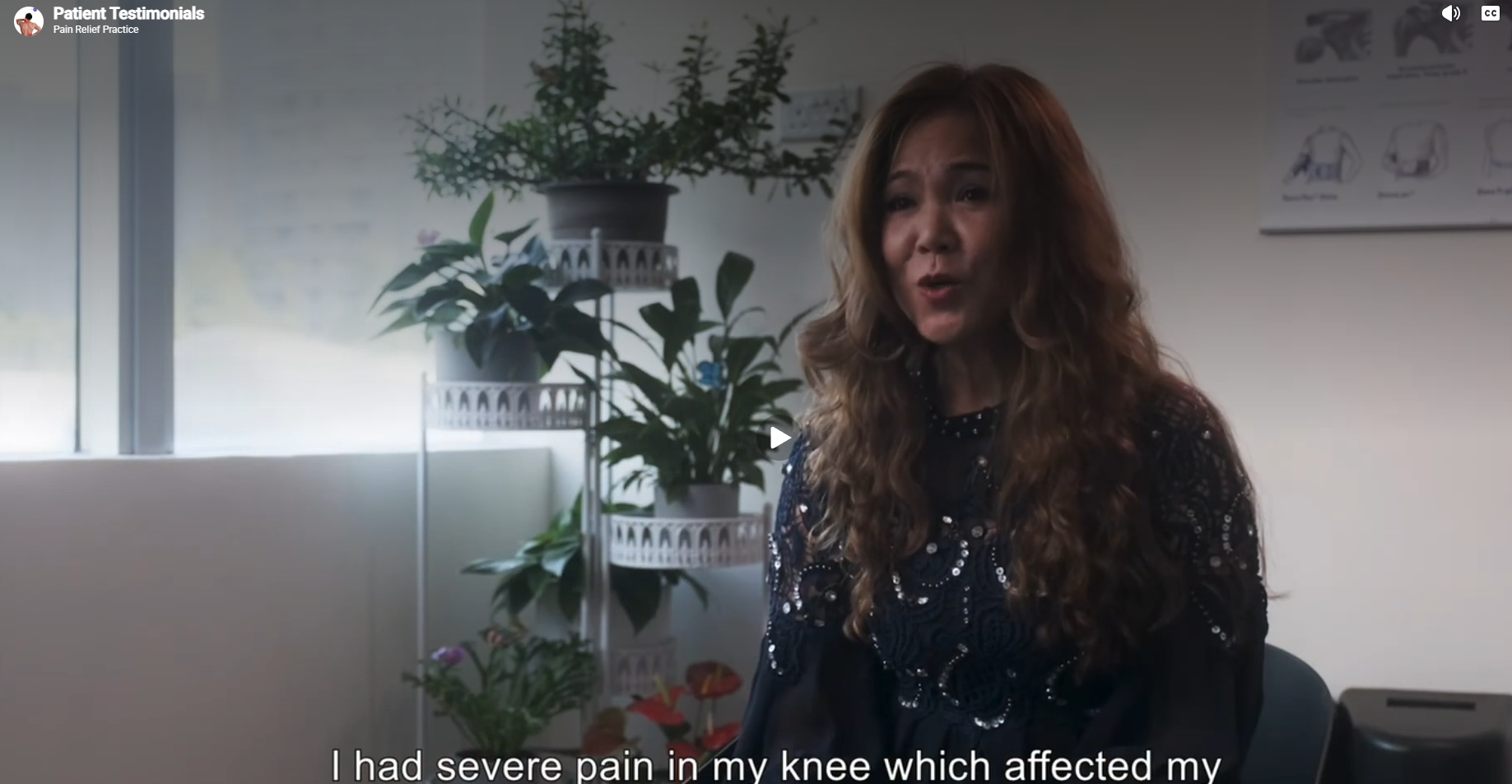 Patient testimonial preview at 1 minute 56 seconds — click to open video